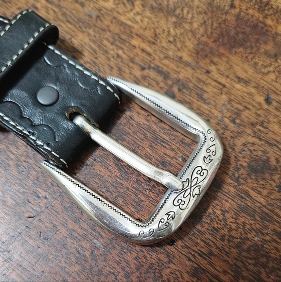 Brighton black leather belt with turquoise and silver accents. Size Medium - Picture 9 of 10